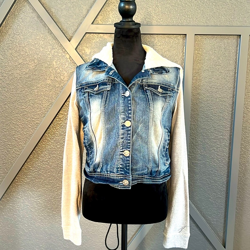 Wallflower; hooded Jean jacket ; size L